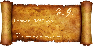 Hesner János névjegykártya
